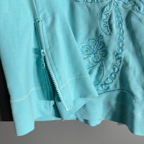 Palm Harbour Turquoise Blue Long Sleeve Shirt Embroidered Palm Tree Design Small - Picture 5 of 7